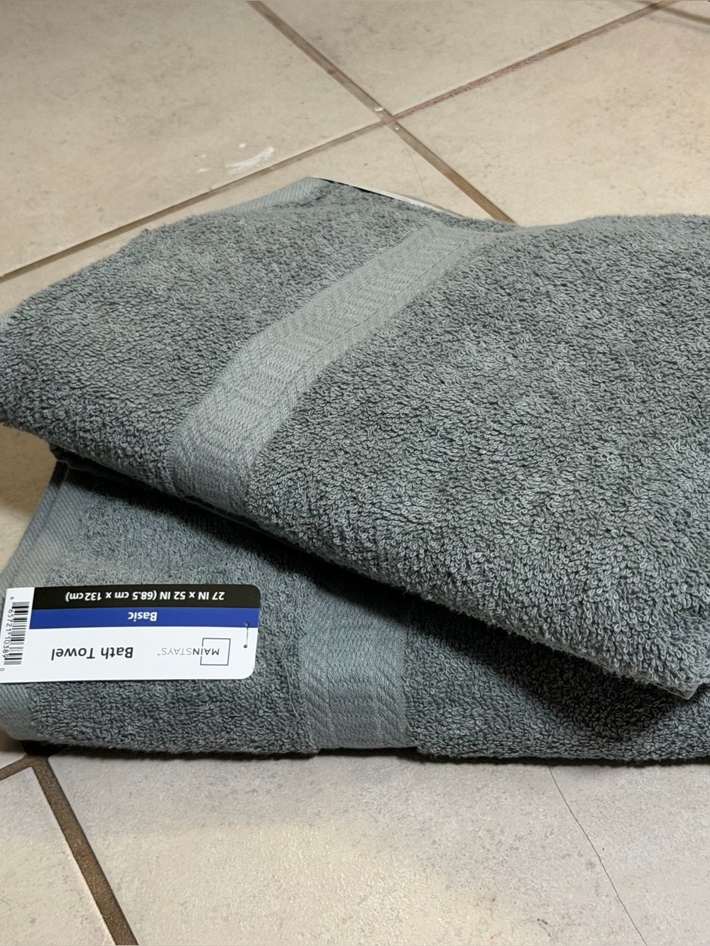 Mainstays Gray 2 Bath‎ Towels cotton rich